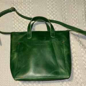 Portland Leather Goods Mini Zip Crossbody Tote in Cowboy Mint